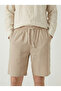 Men's Beige Linen Muslin Shorts 100% Cotton Organic Fabric with Back Pockets - 6