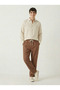 Men's Brown Comfortable Fit Linen Muslin Trousers Lightweight Fabric with Back Pockets - 4