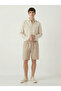 Men's Beige Linen Muslin Shorts 100% Cotton Organic Fabric with Back Pockets - 5