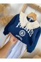 2-Piece Set with Collar Detail and Paris Slogan - 4