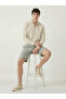 Men's Gray Linen Muslin Shorts 100% Cotton Organic Fabric with Back Pockets - 5