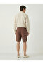 Men's Brown Linen Muslin Shorts 100% Cotton Organic Fabric with Back Pockets - 2