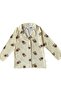 Girls' Pajama Set with Bear Pattern, Summer, Milan Fabric, Trim Detail, Shirt Collar - 4