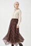 Asymmetrical Cut Comfortable Fit Maxi Plaid Patterned Chiffon Elastic Waist Non-See-Through Lined Long Skirt - 2