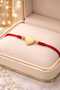 Simple and Elegant Red String Gold Color Heart Themed Bracelet