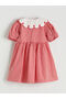 Red Baby Collar Girl's Striped Dress - 2