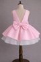 Special Design Pink Color Sleeveless Bow and Tulle Detailed Girl's Evening Dress - 2