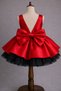 Special Design Red Color Sleeveless Bow and Tulle Detailed Girls Evening Dress - 2