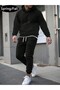 Men's Hooded Sweatshirt Top and Bottom Tracksuit Set