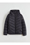 Black Hooded Women's Puffer Jacket - 5