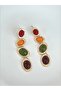 Women's Special Series Colorful Natural Stone Dangle Gold Earrings - 6