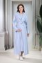New Season Blue Melange Shawl Collar Full Length Summer 100% Cotton Special Design Maternity Dressing Gown Nightgown Set - 4