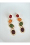 Women's Special Series Colorful Natural Stone Dangle Gold Earrings - 2
