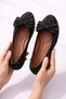 Women's Silvery Stone Bowknot Ballerina Shoes – Comfortable, Stylish, for Daily Use - 4