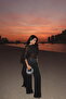 Black Shynix Stone Detailed Shiny Palazzo Trousers Ate-4659 - 3
