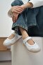 Zoi Genuine Leather White Color Sports Mesh Ballerinas - 4