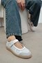 Zoi Genuine Leather White Color Sports Mesh Ballerinas - 2