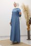 Beli Belted Stitched Detailed Denim Dress Tsd260127 Light Blue - 4