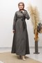 Belted Denim Dress with Stitching Detail Tsd260127 Anthracite - 3
