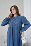 Women's Roba Front Sequin Embroidered Long Denim Dress - 4
