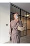 Asymmetric Blouse Ruched Skirt Set Mink - 5