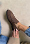 Women's Ballet Flats Brown Suede - 4