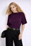 Women's Plum Fitted Bat Sleeve Stretchy Knitted Blouse 0067 - 2