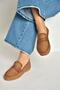 Y267283309 Tan Mesh Look Casual Women's Ballerinas - 4