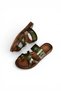Y390022603 Green Genuine Leather Women's Slippers with Evil Eye Beads and Finger Detail - 6