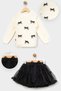 Bow Detailed Knitwear Sweater and Fluffy Tutu Skirt Set