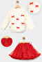 Bow Detailed Knitwear Sweater and Fluffy Tutu Skirt Set