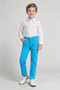 Boys' White Long Sleeve Shirt Turquoise Pants April 23 Show Outfits