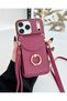 iPhone 13 Compatible Leather Case with Ring Detail and Strap Wallet