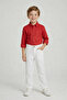 Boys' Red Long Sleeve Shirt White Pants April 23 October 29 Performance Outfit - 3