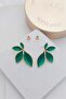 Green Pearlescent Iconic Gold Leaf Women's Earrings - 3
