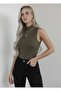 Women's Zero Sleeve Sleeveless Body Viscosa High Neck Body Blouse - 5