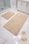 Pufina Beige Ultra Soft Luxury Non-Slip and Cotton Based Modern 2-Piece Bathroom Mat Set