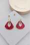 Bright Red Vintage Gold Women's Earrings - 3
