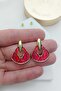Bright Red Vintage Gold Women's Earrings - 2