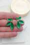 Green Pearlescent Iconic Gold Leaf Women's Earrings
