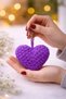 Velvet Hand Knitted Heart Keychain Bag Charmi - 2