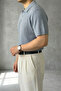 Men's Old Money Stripe Textured Short Sleeve Polo Collar T-Shirt - 4