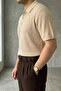 Men's Old Money Stripe Textured Short Sleeve Polo Collar T-Shirt - 4
