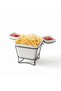 White Porcelain French Fries Holder with Stand&2 Dip Bowls|17cm Fries Cup w 8cm Sauce Dishes - 2