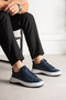 Atlas Genuine Leather Navy Blue Men's Classic Lace-Up White Thick Sole Casual Sneaker - 2