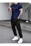Men's Oversize Tracksuit Set - Printed Tshi̇rt with the Word Brklyn - Eşortman