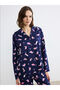 Sparkling Choices from Shining Store Shirt Roba Collar Printed Women's Pajama Set - 2