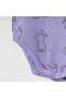 Newborn Baby Girl Cotton Bodysuit Colorful Patterned Short Sleeve Bodysuit with Snap Fasteners 3-12 Months Purple - 6