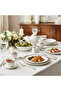 LUMA 47Pc Bone China Dinnerware Set, White & Red, Gold Rim|Perfect for 8 Persons - 2