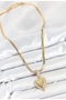 316L Gold Color Steel Zircon Stone Heart Model Necklace - 4